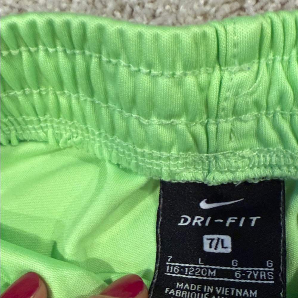 Nike Dri Fit Kids Neon Green and Sky Blue Shorts,size 7 - Picture 2 of 4